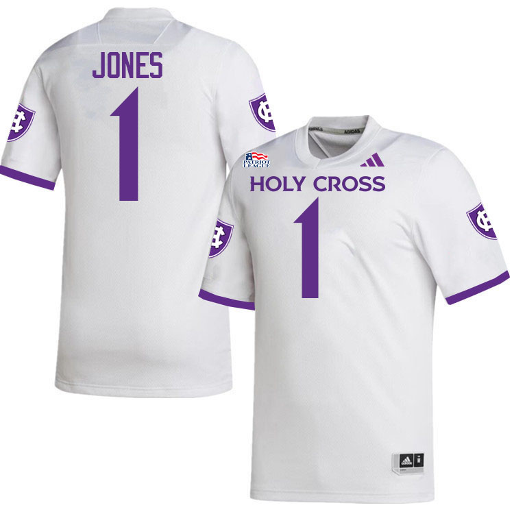 Holy Cross Crusaders #1 Cam Jones College Football Jerseys,Uniforms-White